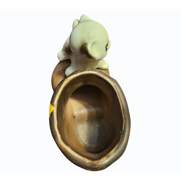 Antique Mid Century Enesco Kitten on Boot Mini Planter Toothpick Holder Trinket - Picture 5 of 11